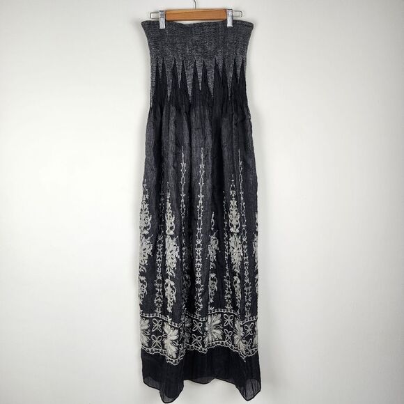 Anthropologie Lapis Strapless Long Dress Smocked Stretchy Upper Floral One Size - Picture 4 of 15